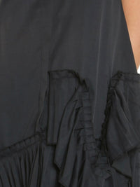 Frilled High Neck Uneven Hem Short Dress