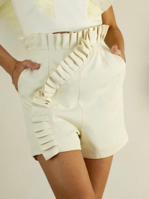 Delicate Cream Ruffled Short
