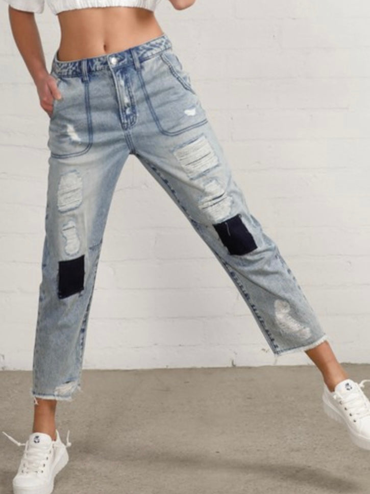 Slouch Patched Jeans