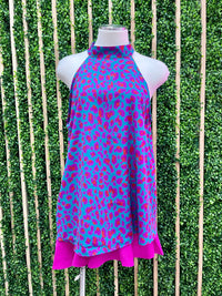 Teal Fuchsia Leopard Top