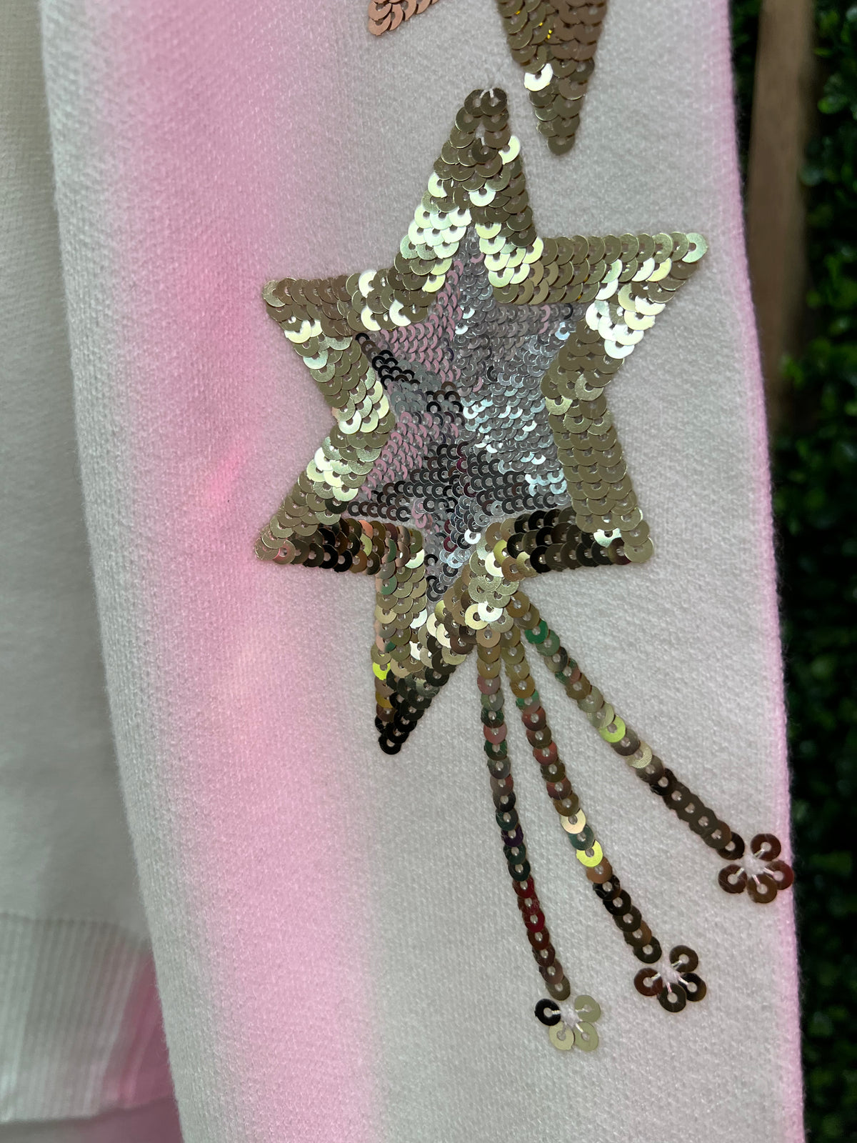 Metallic Star Sleeve Sweater