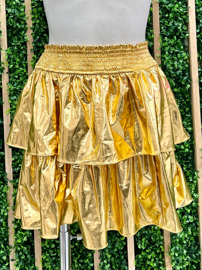 Gold Glossy Skort