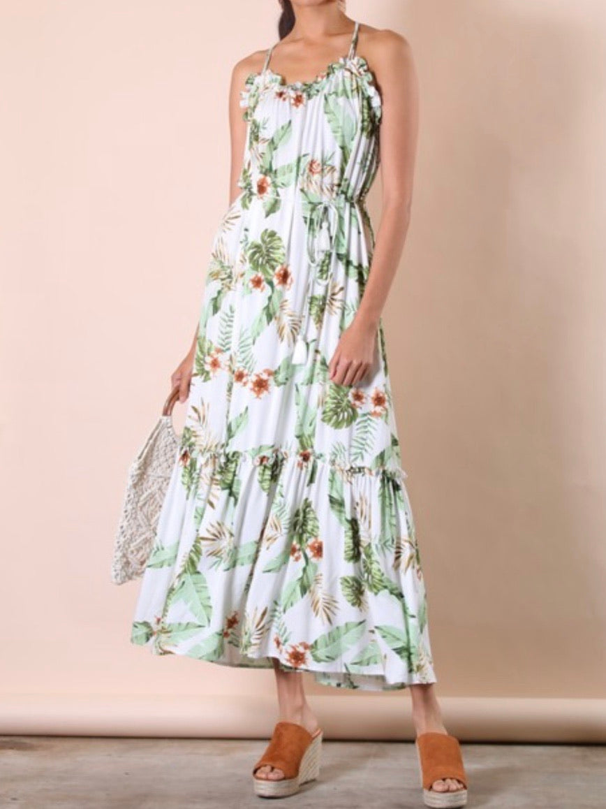 Tropical Print Maxi Dress