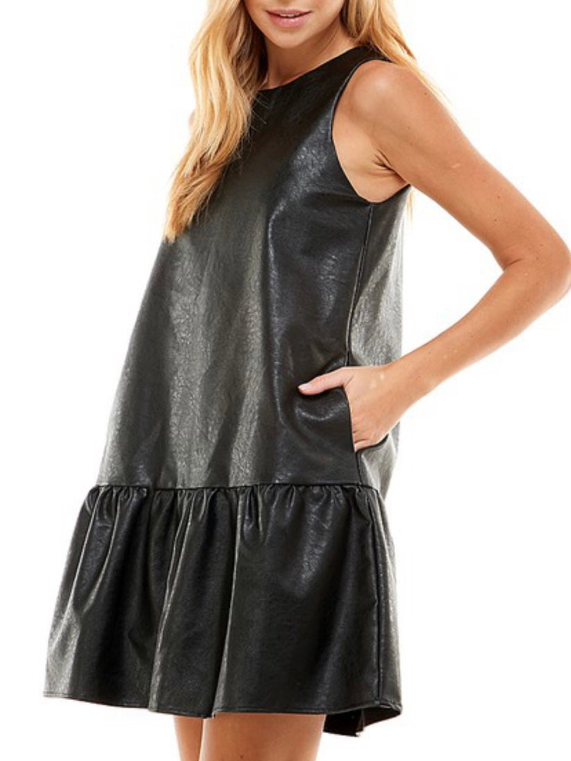 Pleather Drop Waist Dress