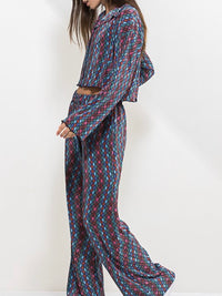 Geo Print Pleated Pant Set