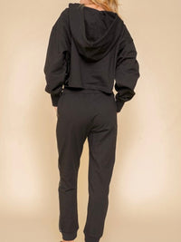 Faux Leather Side Panel Jogger Set