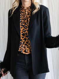 Black Feather Sleeve Blazer