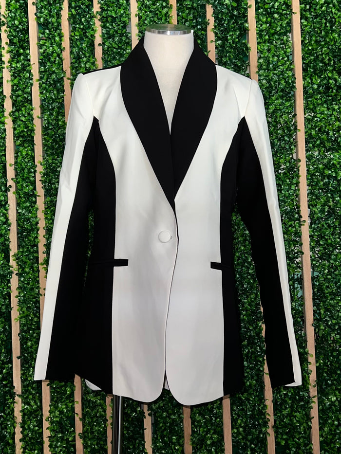 Exquisite Black White Fitted Blazer