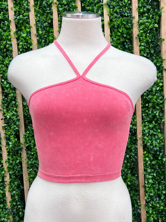 Center Split Strap Basic Crop