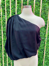 Satin Draped One Shoulder Top