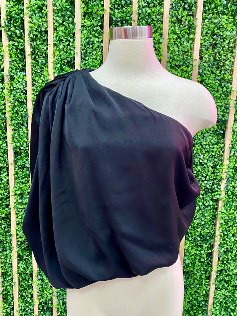 Satin Draped One Shoulder Top