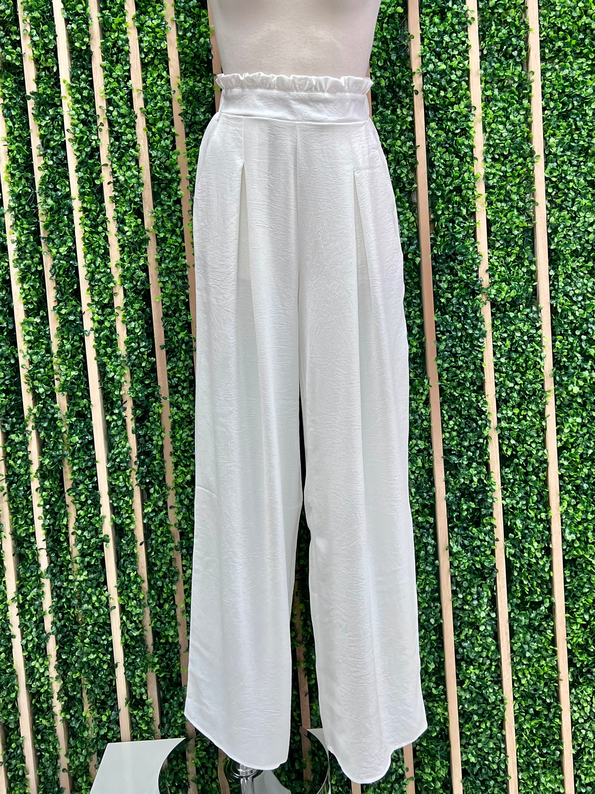 White High Waist Wide Leg Pants
