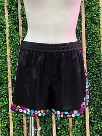 Stone Trim Pleather Shorts