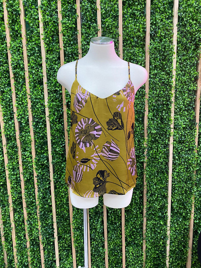 Olive Floral Satin Top