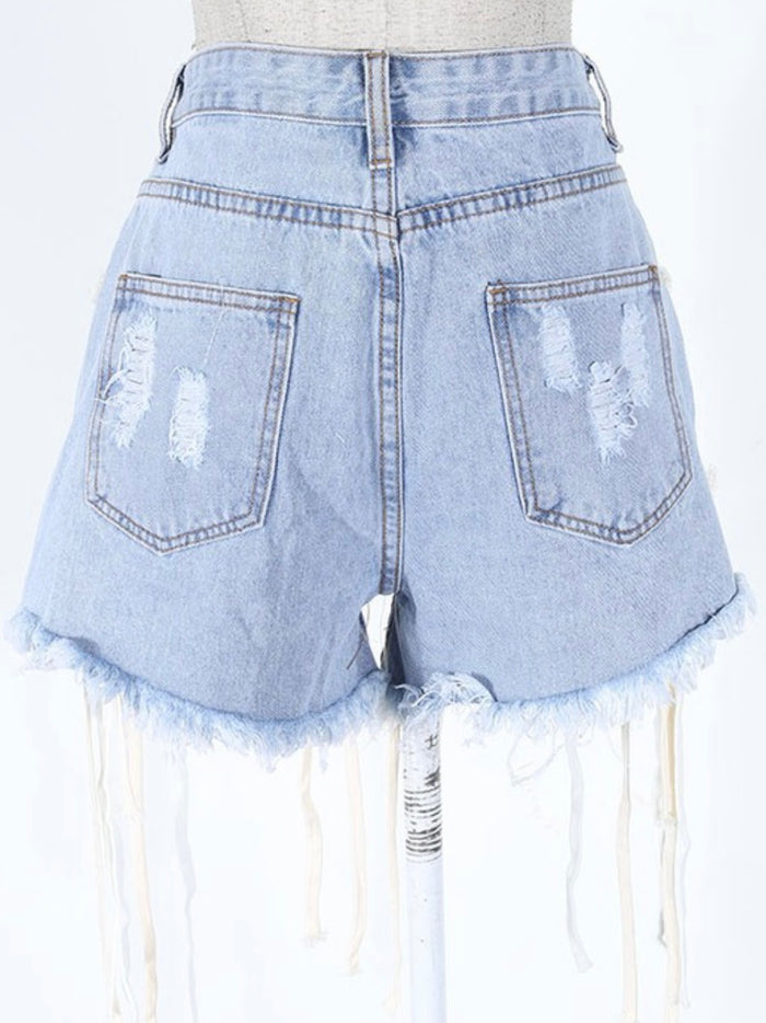 Lace Up Detail Denim Short