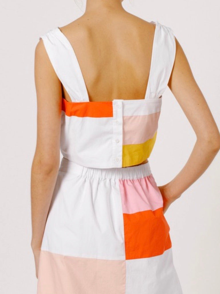 Multi Color Block Crop Top