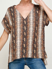 Brown Snake V Neck Top