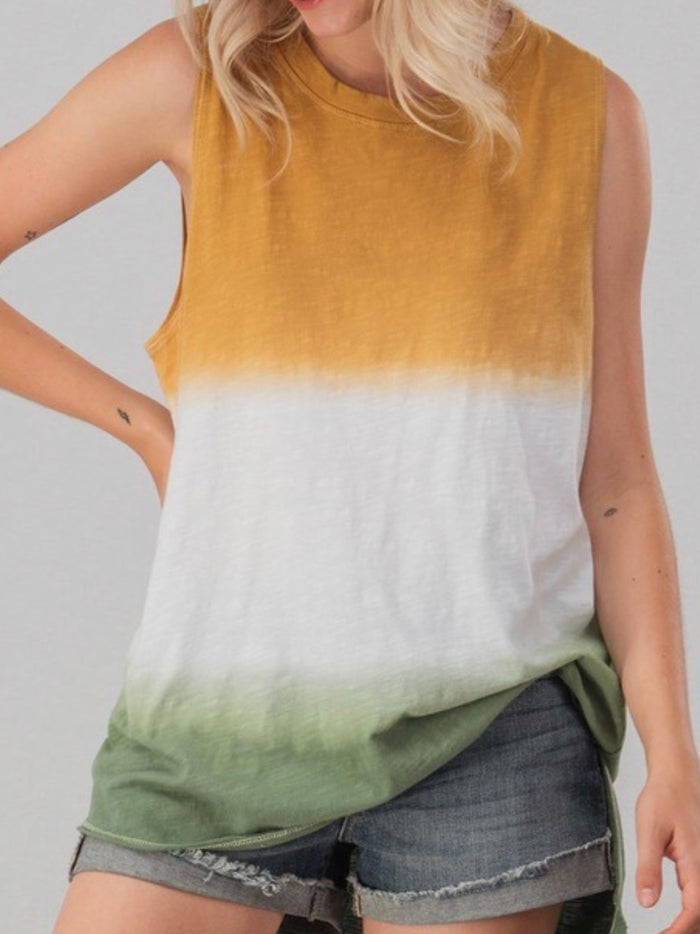 Mustard Tie Dye Muscle tee
