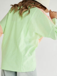Neon Stripe Twist Button Down Shirt