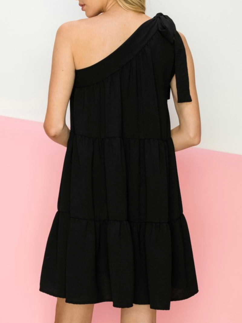 One Shoulder Tiered Short Dress