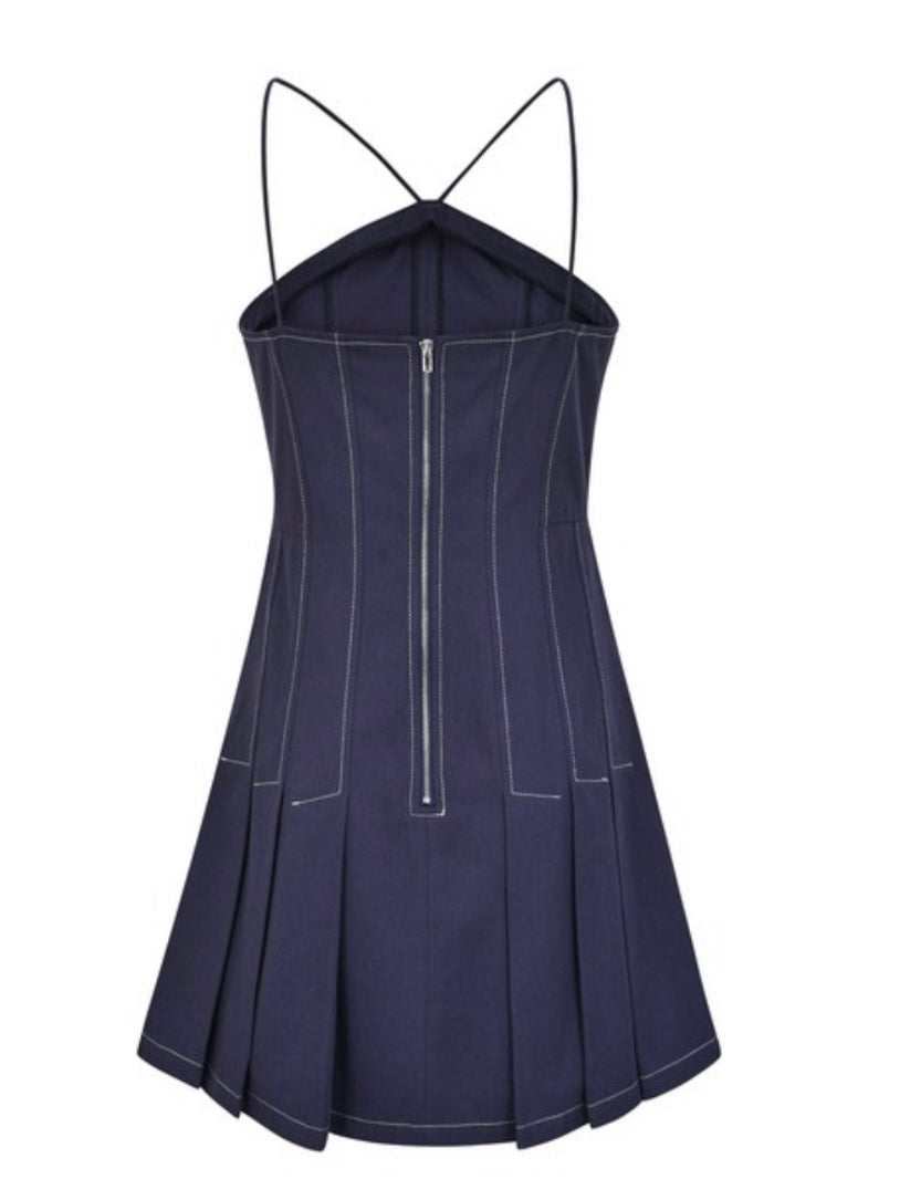 Exquisite Halter Stitch Detail Short Dress
