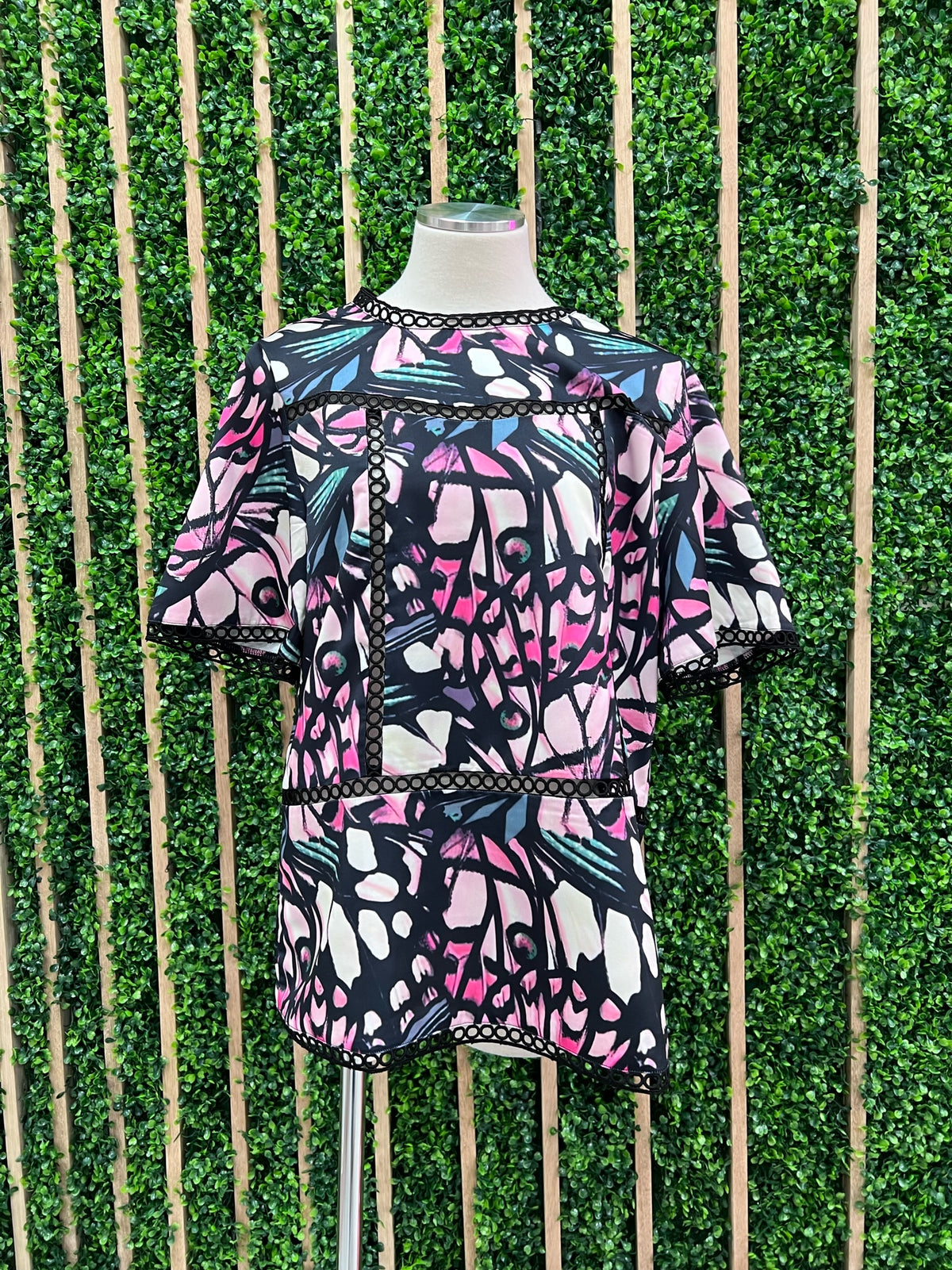 Delicate Green Pink Floral Blouse