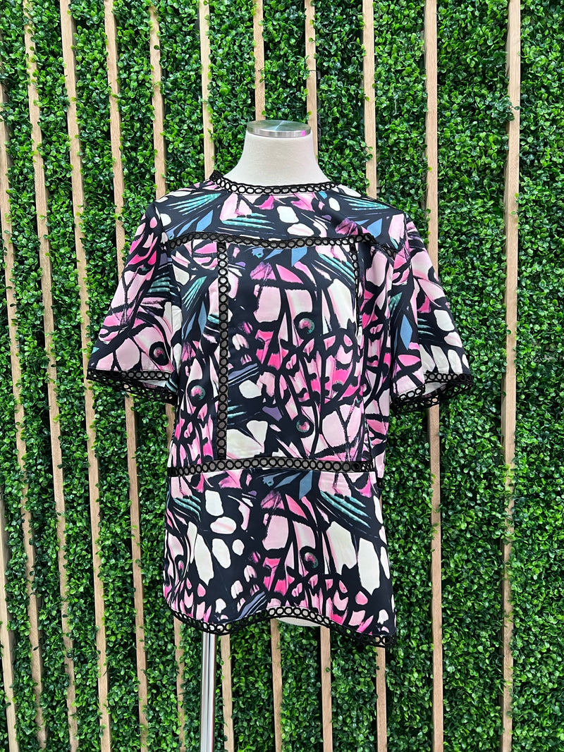 Delicate Green Pink Floral Blouse