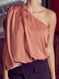 Satin Draped One Shoulder Top