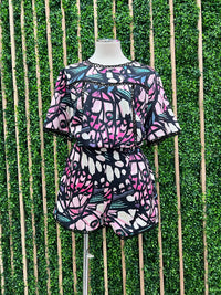 Delicate Green Pink Floral Blouse