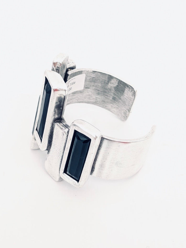 Black Rectangle Stones Cuff