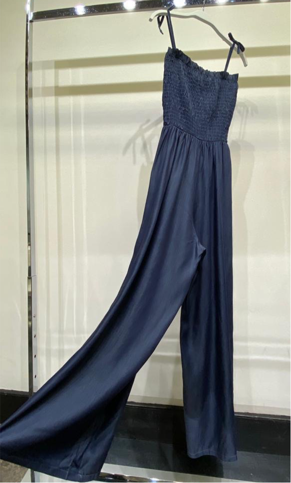 Smocked Denim Jumpsuit