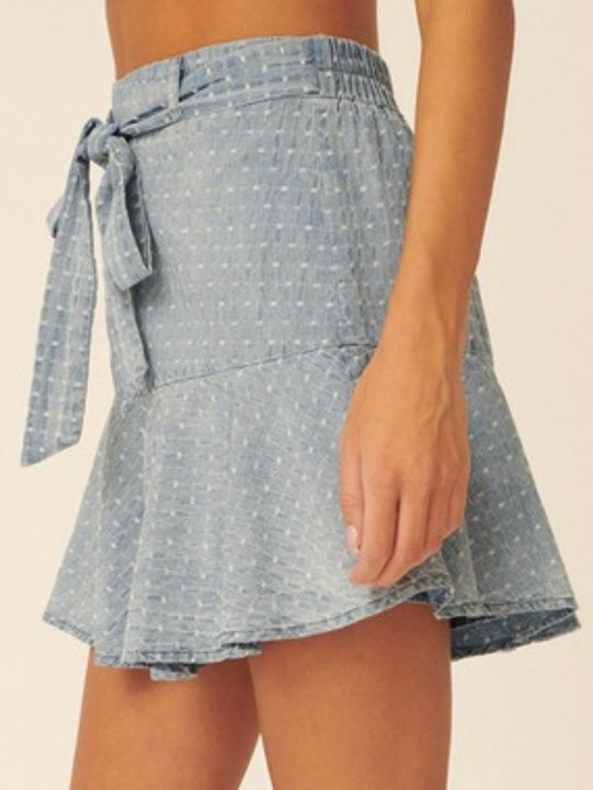 Denim Swiss Dot Skort