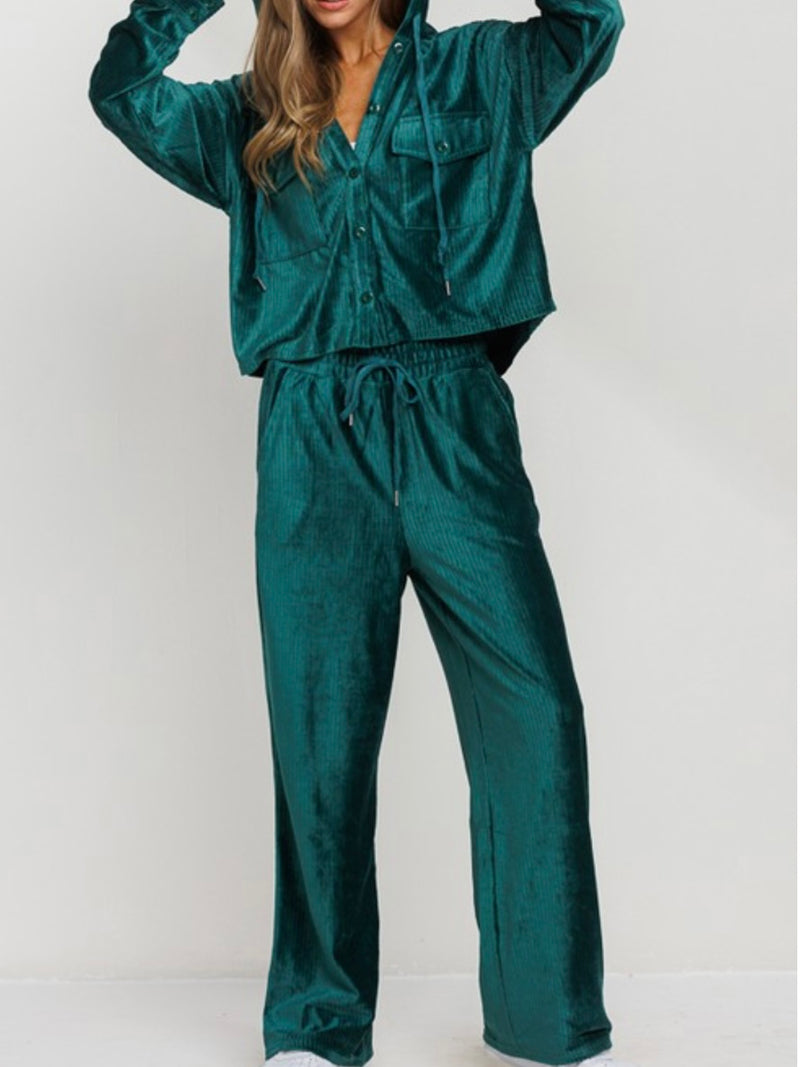 Hunter Green Knit Corduroy Set