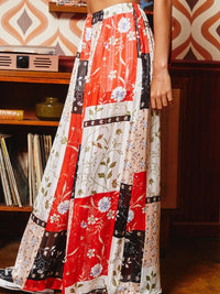 Floral Print Patchwork Pants