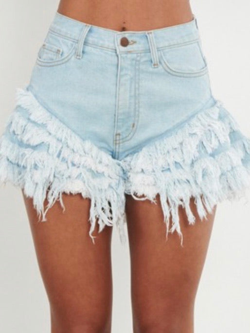 Ruffled Denim Short