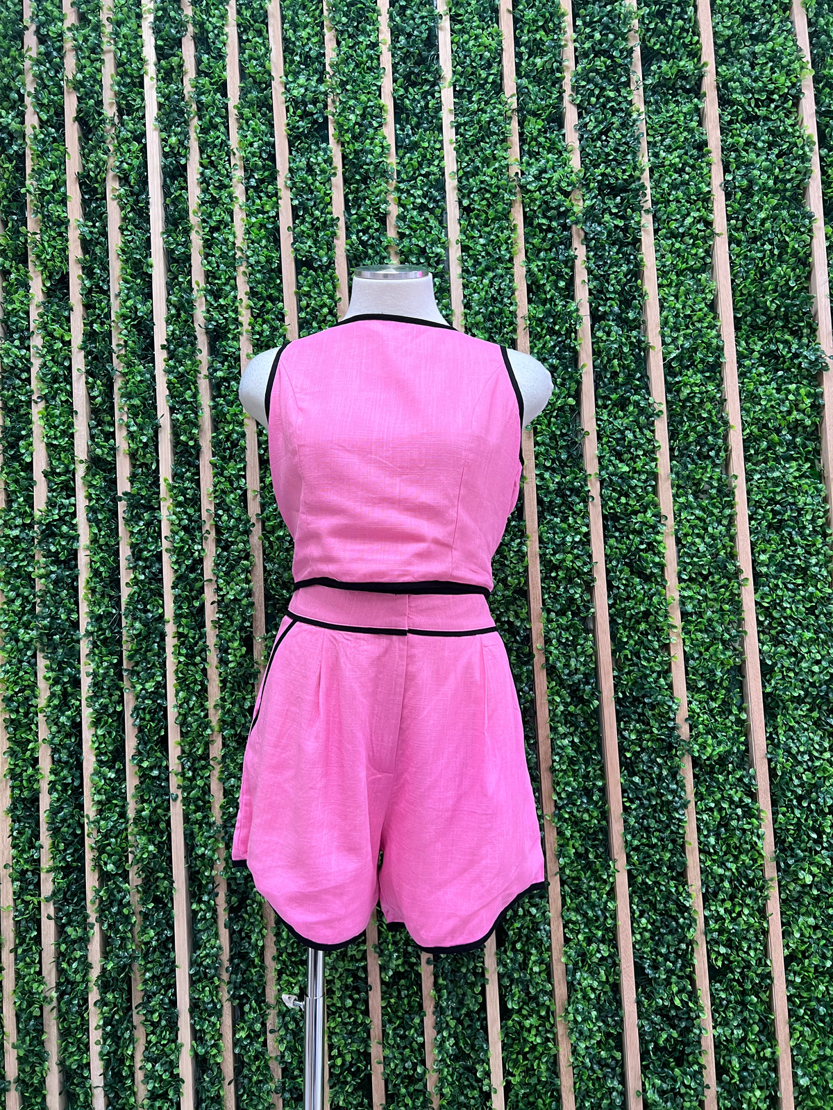 Piping Detail Linen Short Pant Set