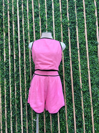 Piping Detail Linen Short Pant Set