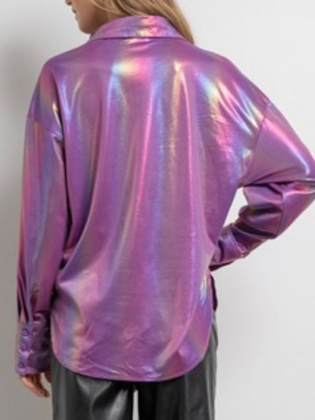 Purple Iridescent Foil Blouse