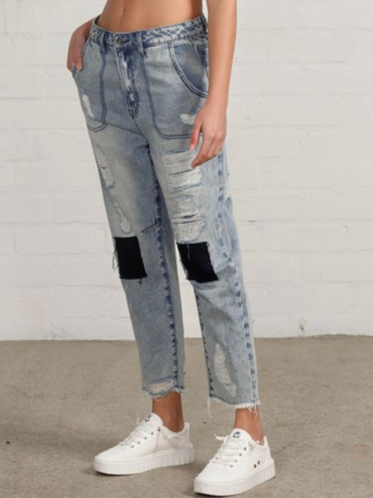 Slouch Patched Jeans