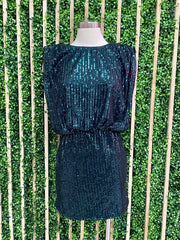 Jewel Green Sequin Padded Short Dress