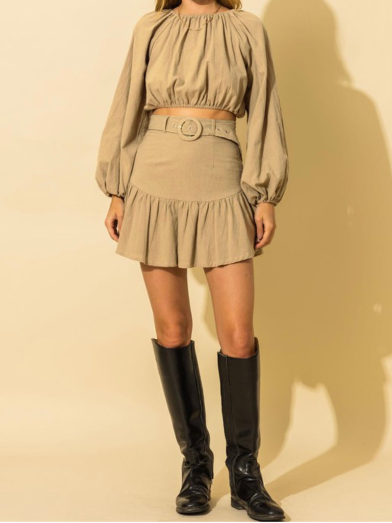 Puff Sleeve Top Skirt Set
