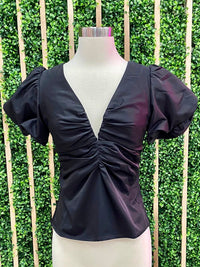 Classy V Neck Puff Sleeve Top