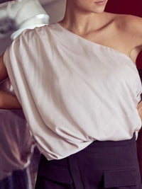 Satin Draped One Shoulder Top
