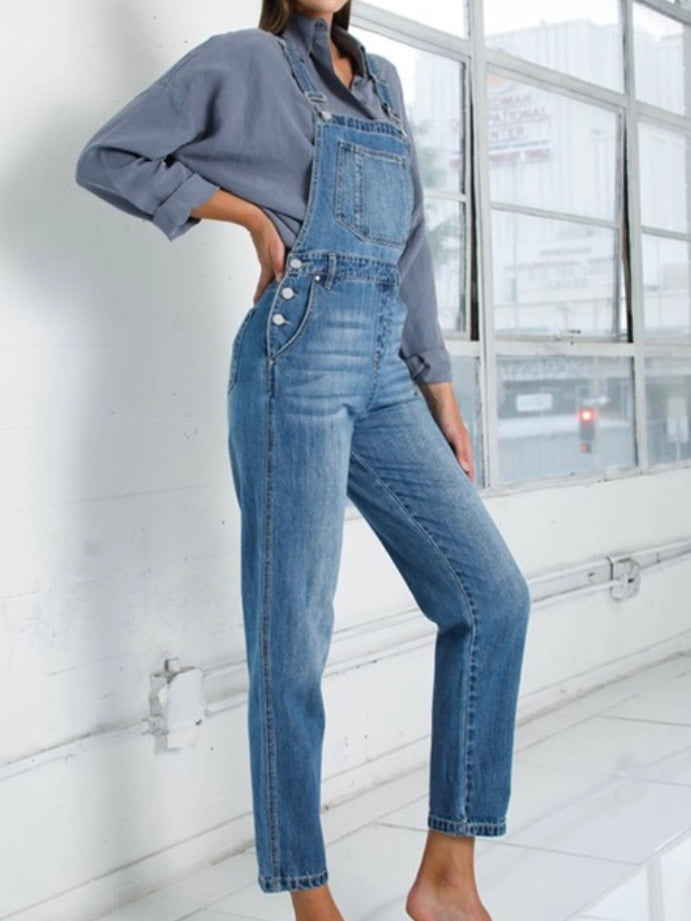 Pocket Detail Denim Overall