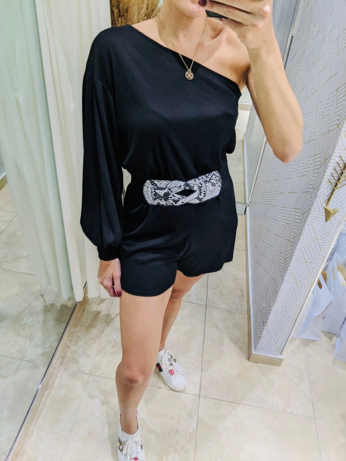 One Shoulder Ballon Sleeve ROmper