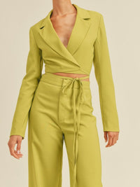 Chartreuse Crop Blazer