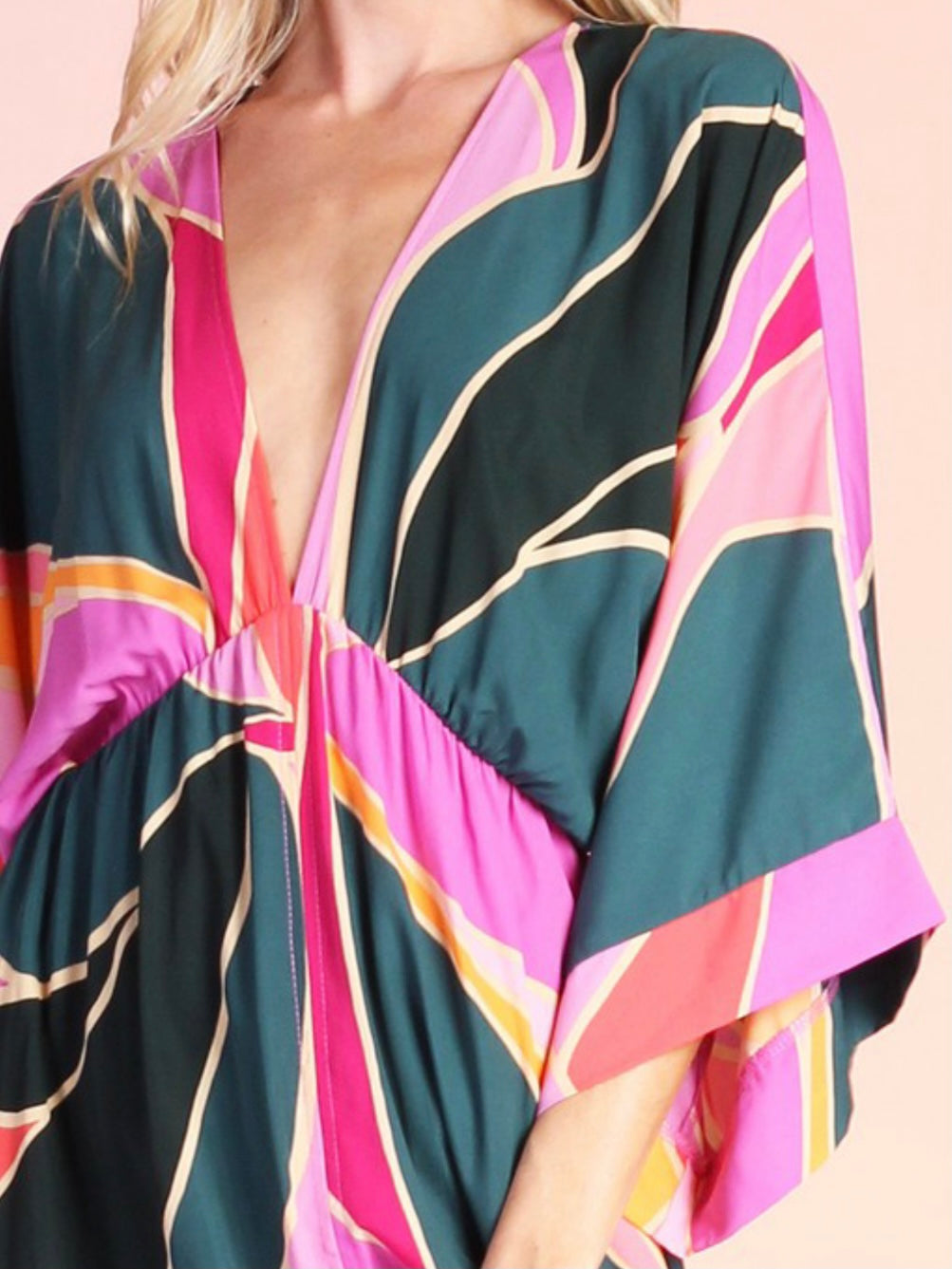 Pink Metamorphosis Print Kimono Maxi