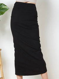 Rib Asymmetrical Draped Skirt