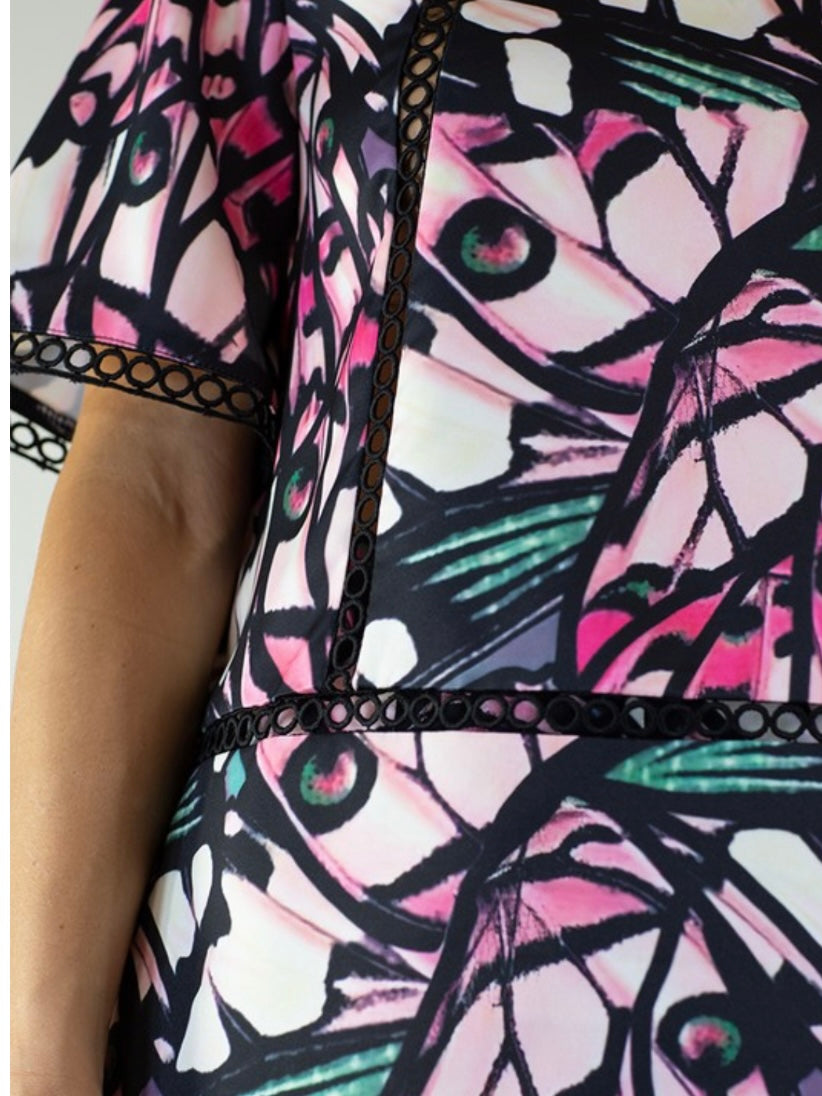 Delicate Green Pink Floral Blouse