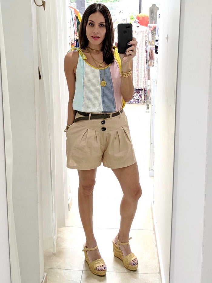 Mustard Reverse Stitch Tank Top